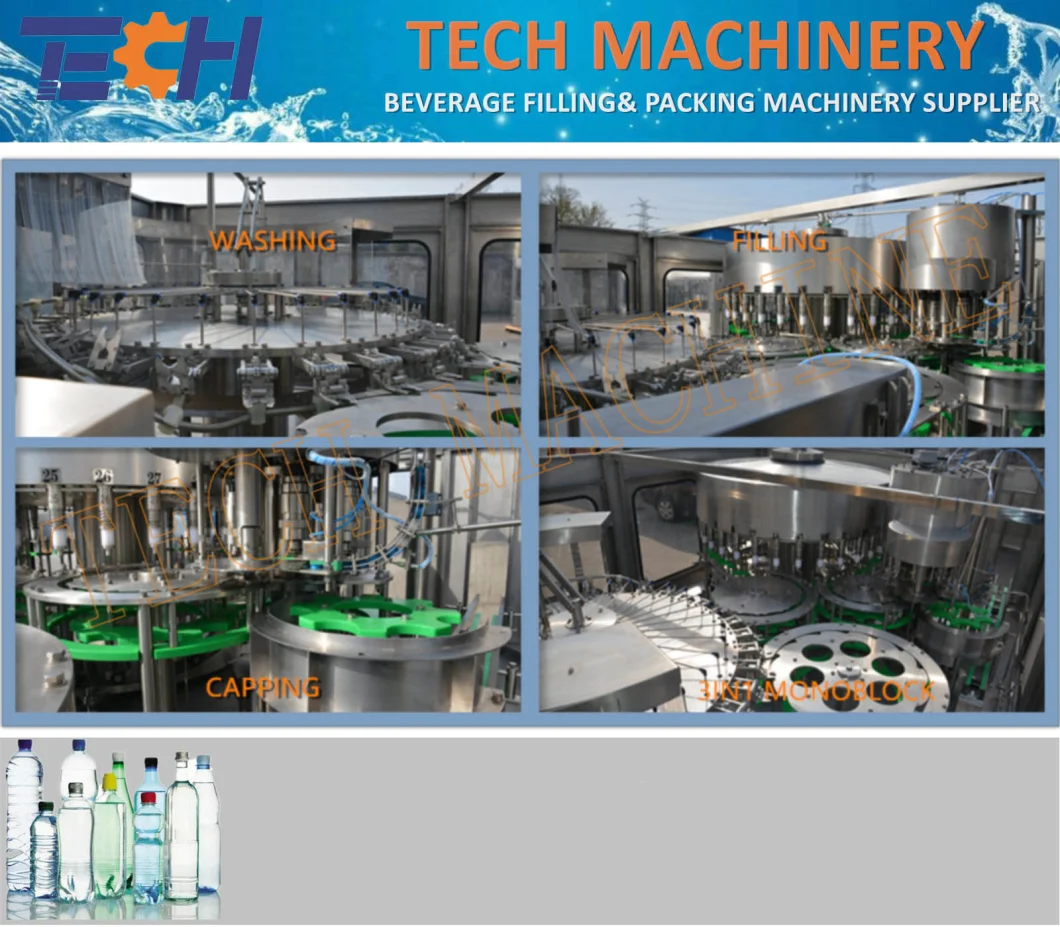 Fully-New Full Automatic Liquid Complete Pet Bottle Pure Drinking Mineral Water Washing Filling Capping 3in1 Monoblock Filling Packing Machine