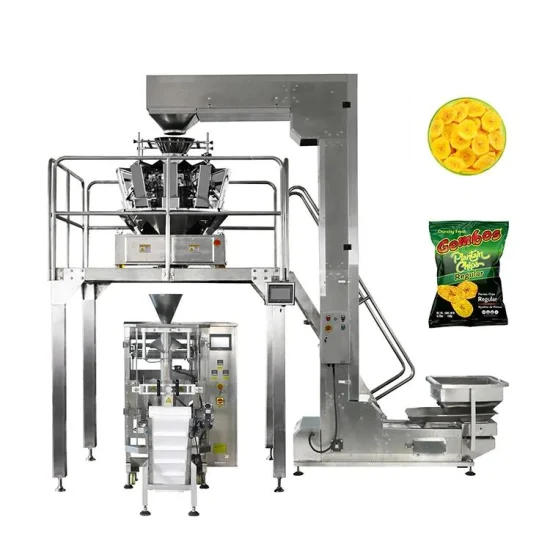 Confezionatrice automatica per snack con patatine fritte in sacchetto di plastica in vendita con pesatrice multitesta a 10 teste